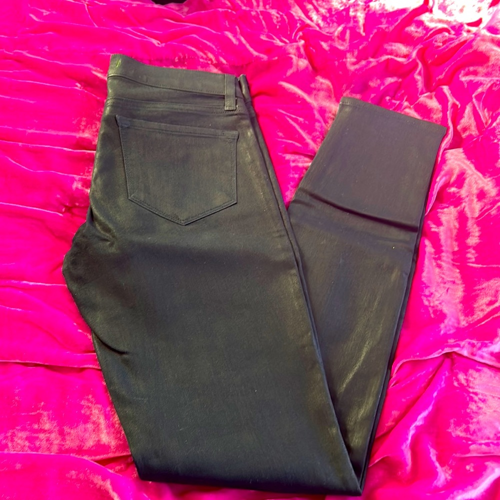J Brand Black Waxed Skinny Leggings Size 26